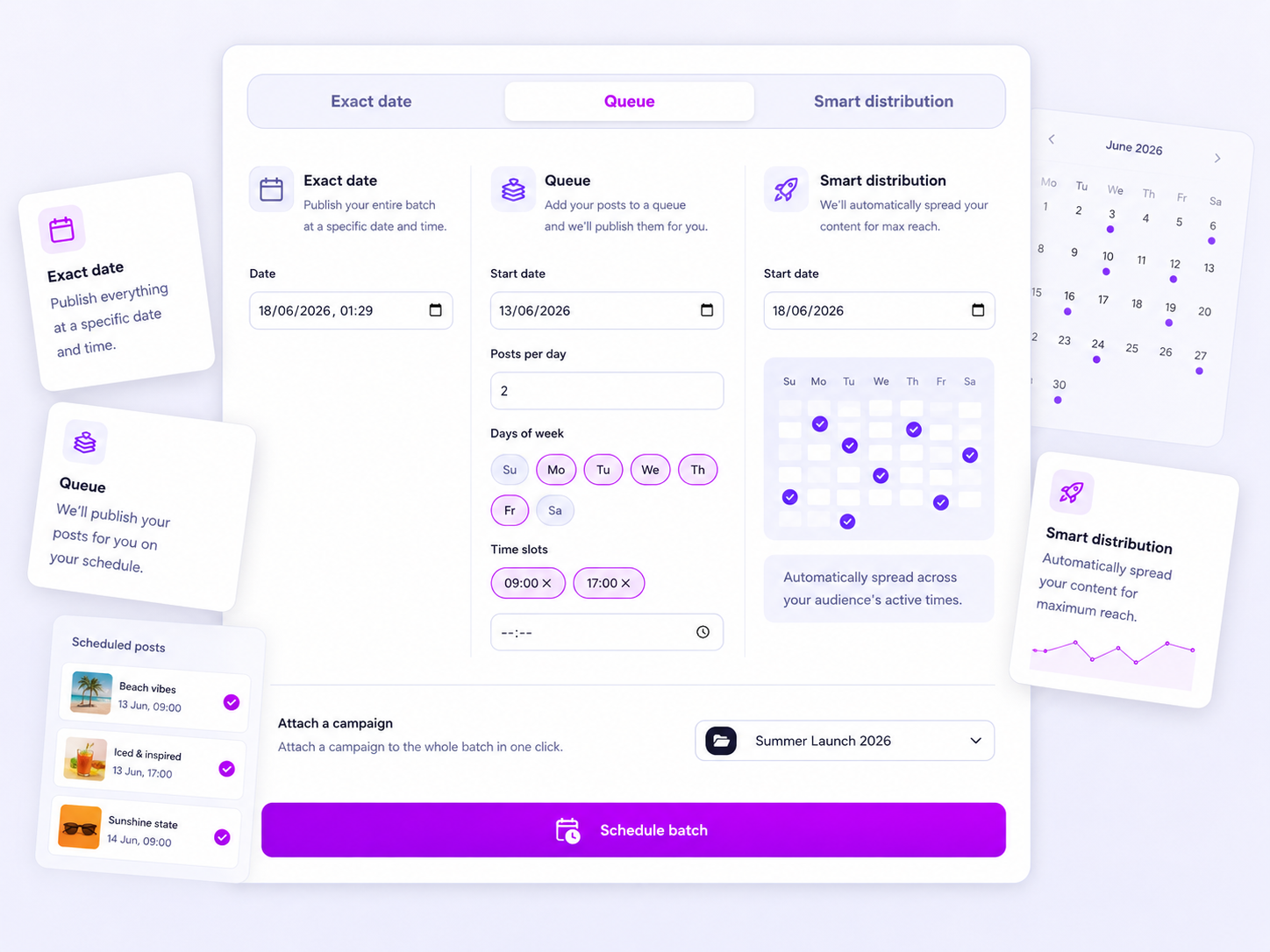 Mydrop bulk creation scheduling and dates settings for filling a social media calendar