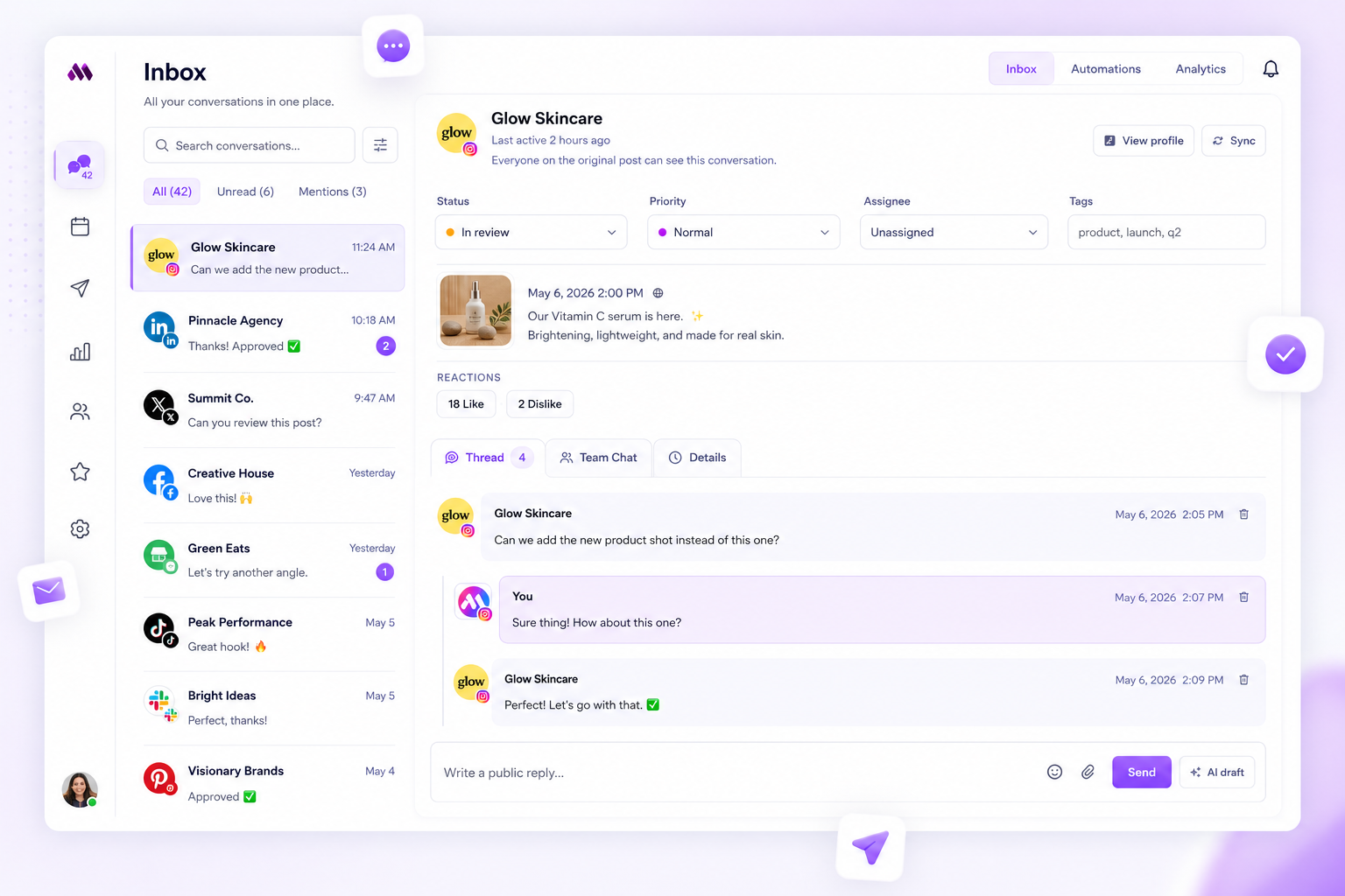 Mydrop social inbox with every brand conversation in one queue