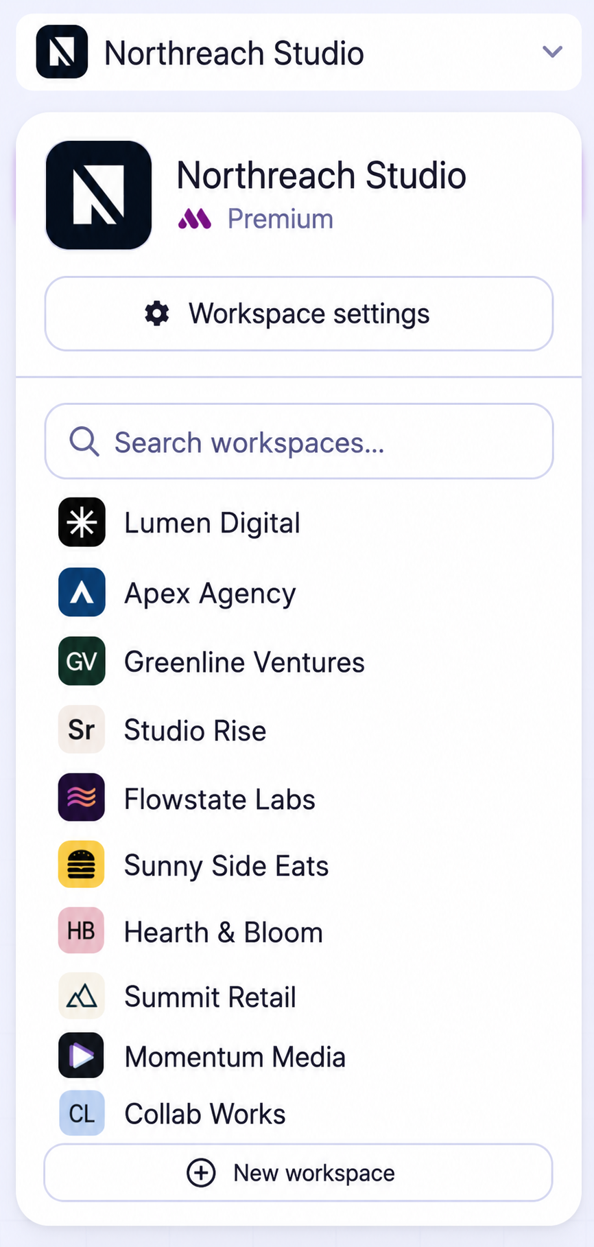 Mydrop multiple workspaces switcher for separate teams, brands, and operations